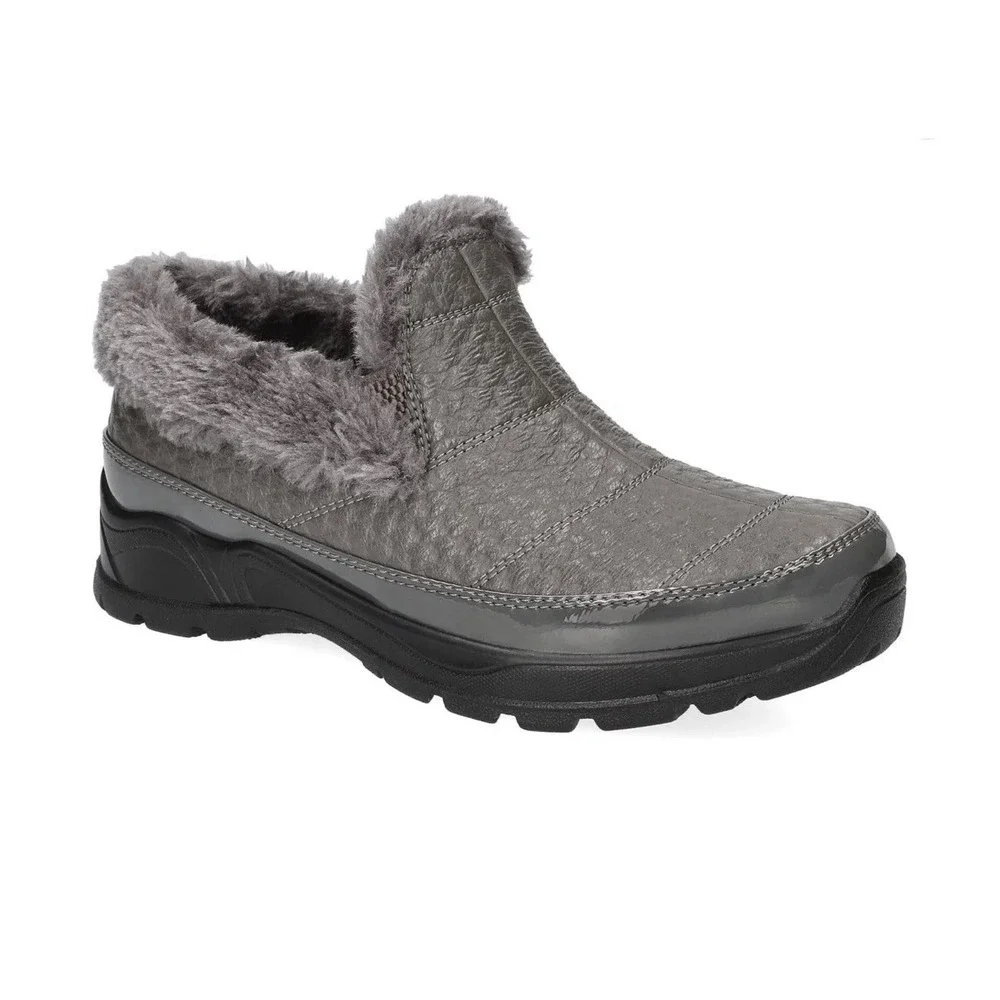 Easy Street Size-8W Womens Flurry Waterproof Flat Heel Winter Boots Gray